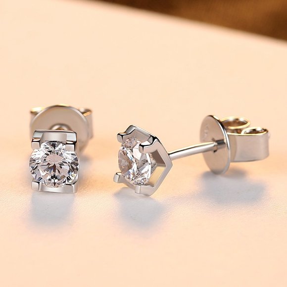 S925 Sterling Silver Stud Earrings Zircon Women's ZB1170551 - Picture 3 of 5